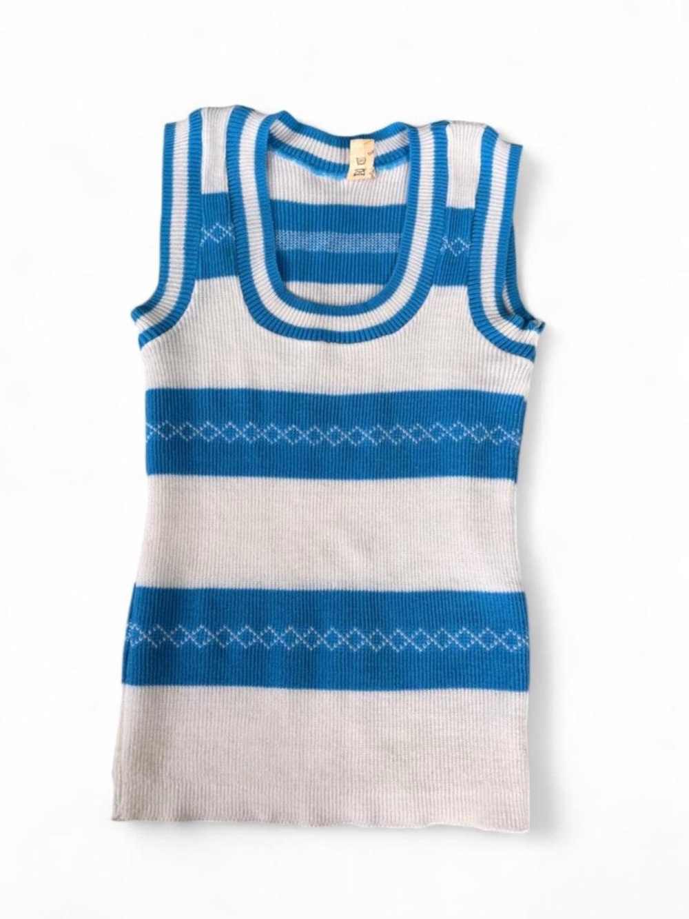 Blue and White Striped Ribbed Tank - Picture 2 of 8
